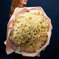 101 белая роза 60см (сорт Мондиаль)