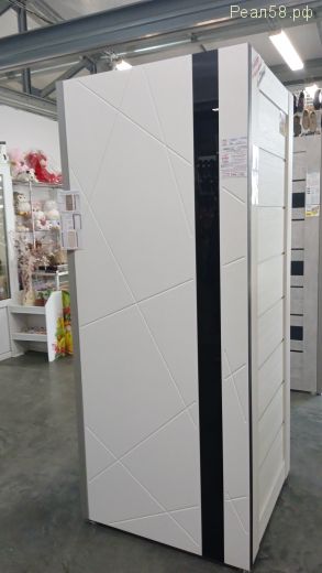 SH-6 цвет Ясень белый, кромка чёрная, стекло чёрное