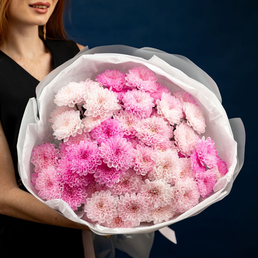 Хризантема розовая-нежная от 9 шт