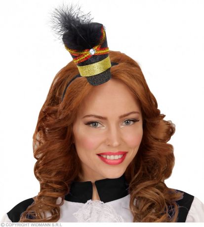 Шляпка Мажоретки мини с камнем, черная