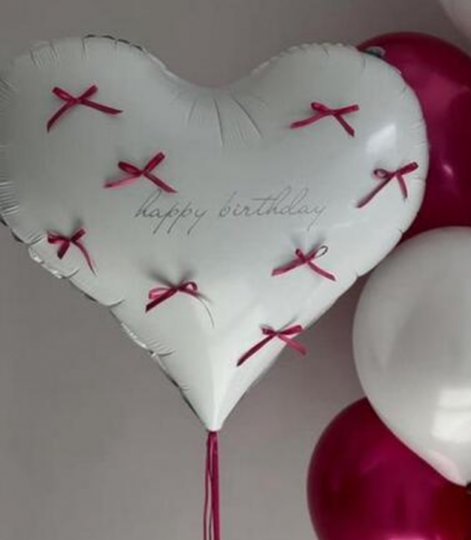 Сердце Модерн с бантиками и надписью шар фольгированный с гелием на грузе