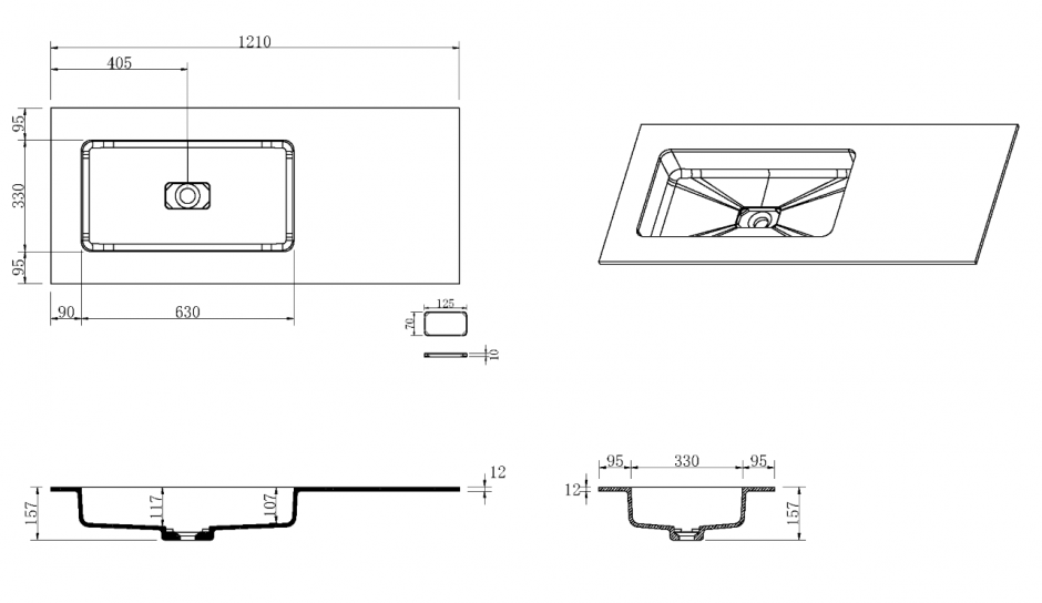 Раковина ассиметричная Armadi Art Quatro 793-120-W-A 121х52 см ФОТО