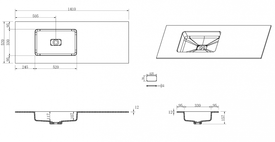 Раковина накладная Armadi Art Quatro 793-140-D-L 141х52 см, цвет бежевый ФОТО