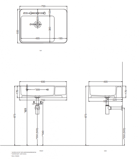 Подвесная овальная раковина Cielo Marcel MALA/MALASF 70х50х17 см схема 2