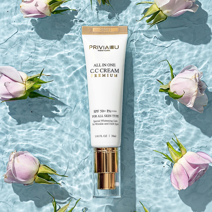 PRIVIA. СС-крем "PRIVIA All In One C.C Cream PREMIUM SPF50+PA+++", 30 мл.