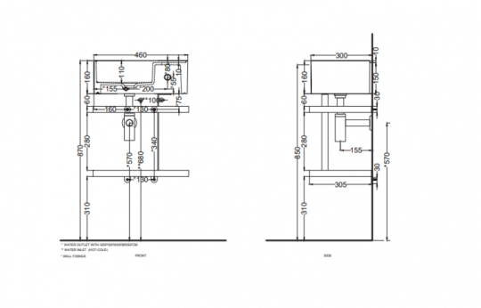 Стальной каркас для раковины Cielo Les Petites LPSTOR46 46х30х40 см схема 2