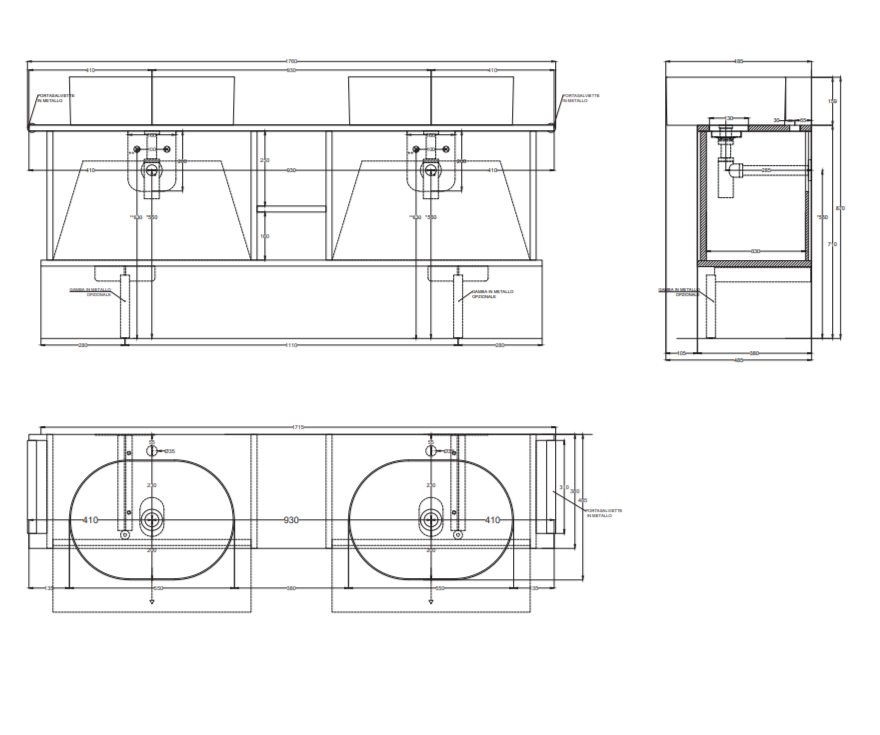 Тумба подвесная/напольная Cielo Theo 175 THMF175C2/THMF175C2SF из материала Fenix, с 2 дверцами и открытой полкой 175х63х38 см ФОТО