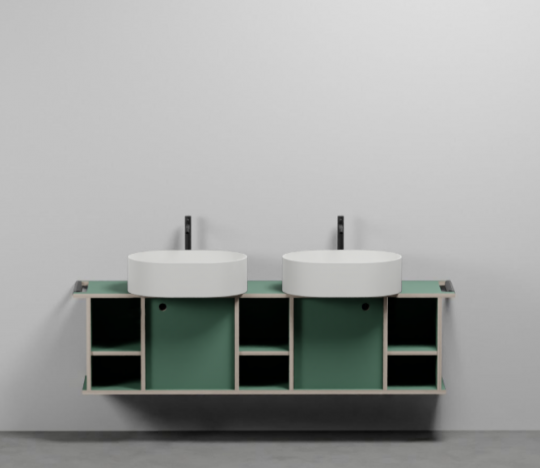 Тумба подвесная/напольная Cielo Theo 175 из материала Fenix, с 2 дверцами и 3 открытыми полками THMF175A2/THMF175A2SF 175х63х38 см схема 5 Тумба подвесная/напольная Cielo Theo 175 из материала Fenix, с 2 дверцами и 3 открытыми полками THMF175A2/THMF175A2SF 175х63х38 см схема 5