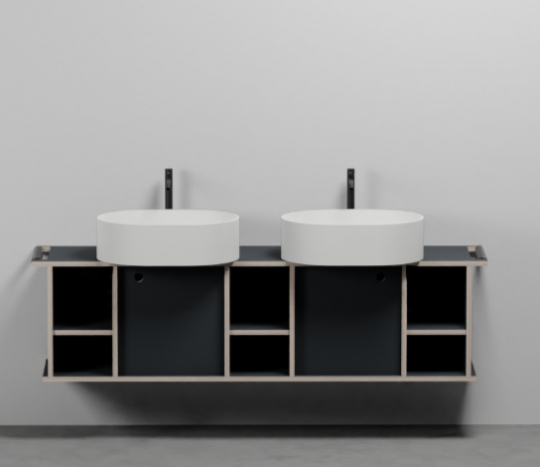 Тумба подвесная/напольная Cielo Theo 175 из материала Fenix, с 2 дверцами и 3 открытыми полками THMF175A2/THMF175A2SF 175х63х38 см схема 6 Тумба подвесная/напольная Cielo Theo 175 из материала Fenix, с 2 дверцами и 3 открытыми полками THMF175A2/THMF175A2SF 175х63х38 см схема 6