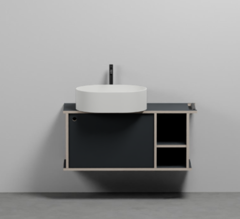 Тумба подвесная/напольная Cielo Theo 103 из материала Fenix, с дверцей и открытой полкой THMF103/THMF103SF 103х63х38 см схема 5