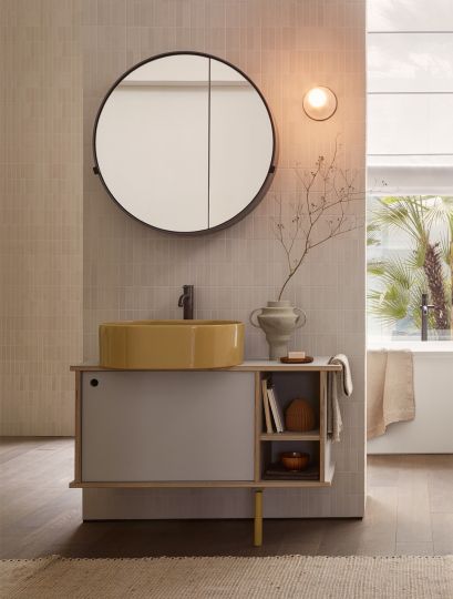 Тумба подвесная/напольная Cielo Theo 103 из материала Fenix, с дверцей и открытой полкой THMF103/THMF103SF 103х63х38 см схема 11