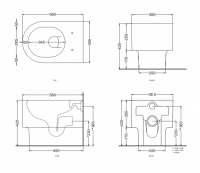 Напольный унитаз безободковый Cielo Otis OTVAK слив в пол/стену схема 2