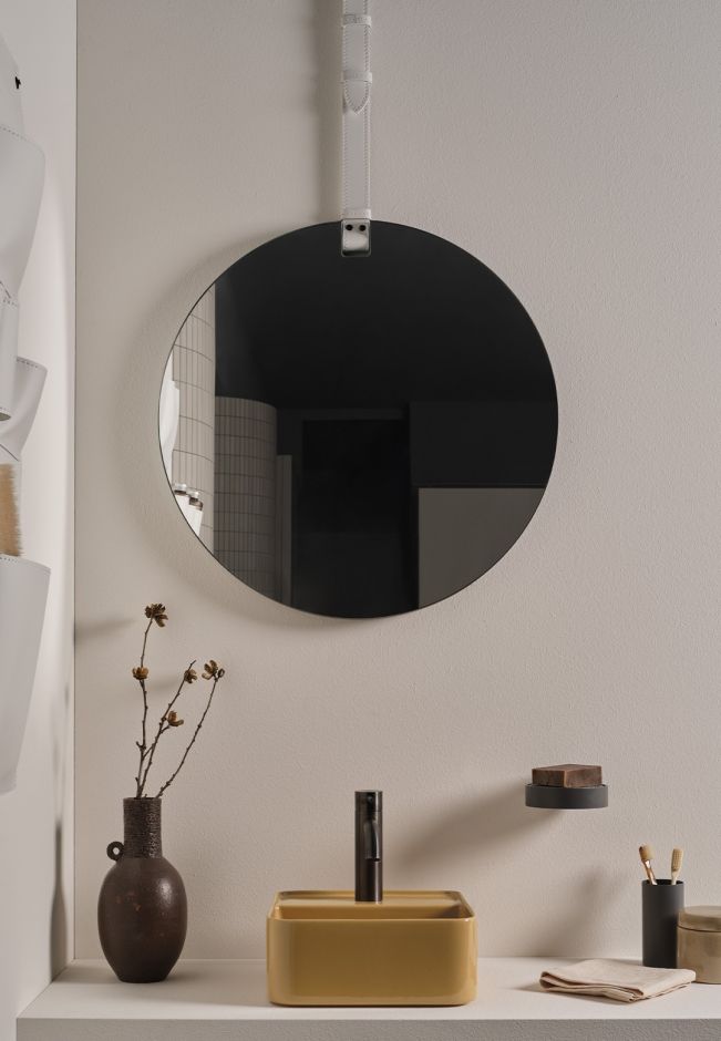 Зеркало одностороннее с кожаным ремнем Cielo I Catini SPMFC диаметр 60 см ФОТО