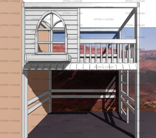 Кровать-чердак Домик Fairy Land Sky Santana №22, Массив