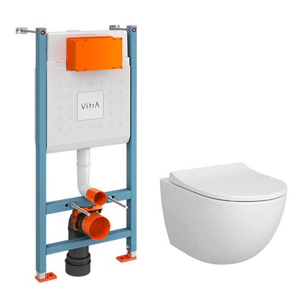 Инсталляция с унитазом VitrA Sento комплект 3в1 безободковый 9830B003-7211