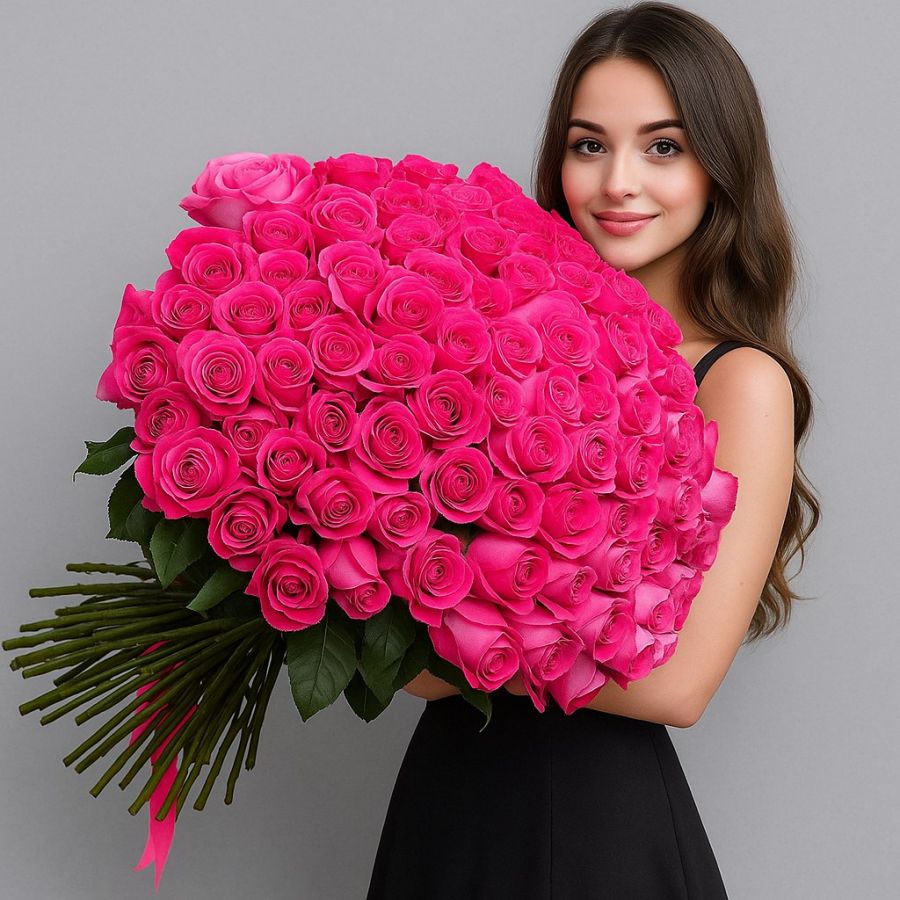 101 роза Эквадор Pink Floyd (70см)