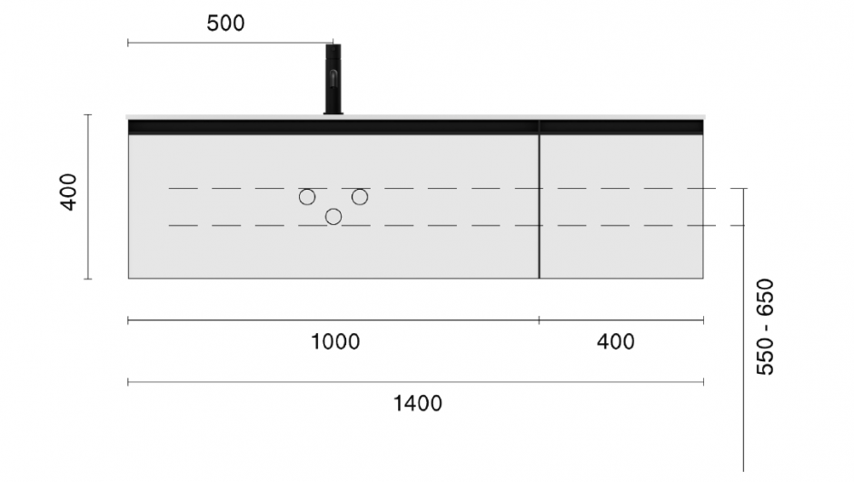 Тумба Armadi Art Quatro 790-M2-140, рифленая поверхность, два блока (100+40), чаша слева ФОТО
