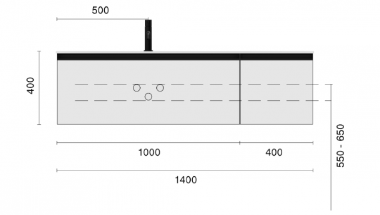 Тумба Armadi Art Quatro 790-M2-140, рифленая поверхность, два блока (100+40), чаша слева схема 3 Тумба Armadi Art Quatro 790-M2-140, рифленая поверхность, два блока (100+40), чаша слева схема 3