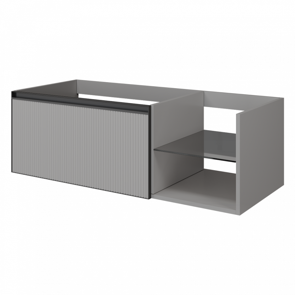 Рифленая тумба Armadi Art Quatro 790-M6-120, стеклянная полка справа, два блока (80+40) ФОТО