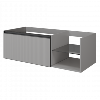 Рифленая тумба Armadi Art Quatro 790-M6-120, стеклянная полка справа, два блока (80+40) схема 1