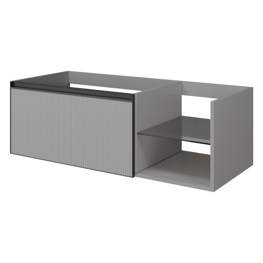 Рифленая тумба Armadi Art Quatro 790-M6-120, стеклянная полка справа, два блока (80+40) схема 1