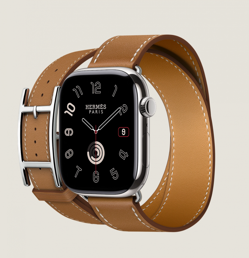 Часы Apple Watch Hermès Series 11 GPS + Cellular 46mm Silver Titanium Case with Gold Hapi Double Tour