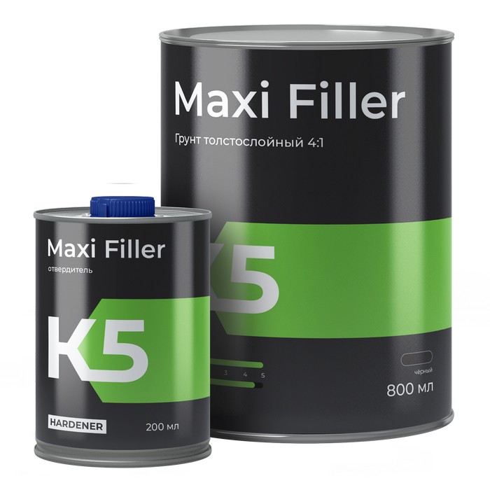 K5 Maxi Filler Gray Грунт толстослойный, с отвердителем черный, 4:1 (800+200 мл)