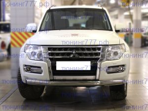 Защита переднего бампера, ТТ, сталь ф 76мм на Pajero 4 с 2014+