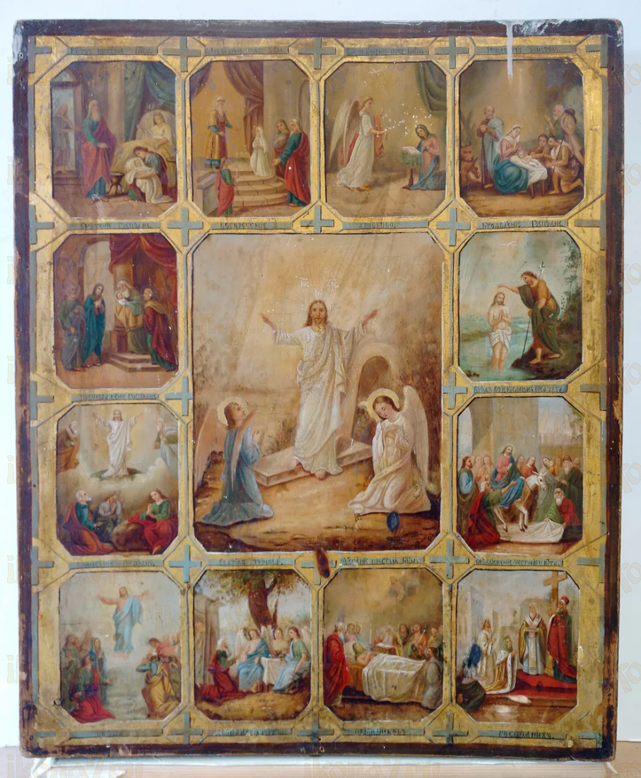 Икона Двунадесятые праздники (рукописная вариант 10)