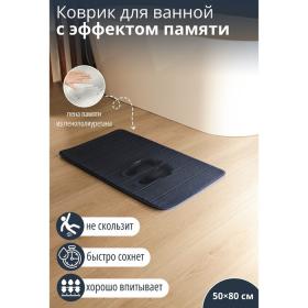 Коврик для ванной с эффектом памяти SAVANNA Memory foam, 50?80 см, цвет тёмно-синий