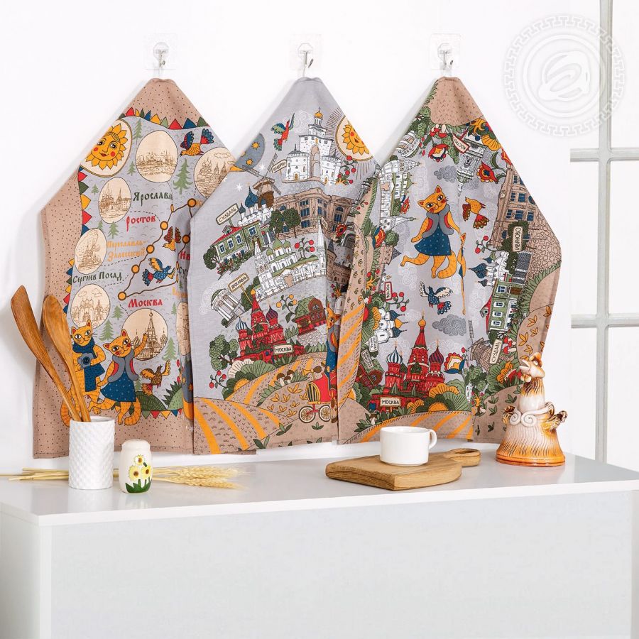 Набор полотенец из рогожки "По золотому кольцу" (2шт.)