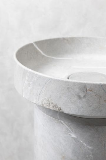 Мраморная раковина Sole Corian 40x13 см, напольная, гладкая текстура схема 4