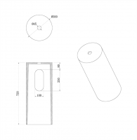 Мраморная раковина Sole Corian 40x13 см, напольная, гладкая текстура схема 2