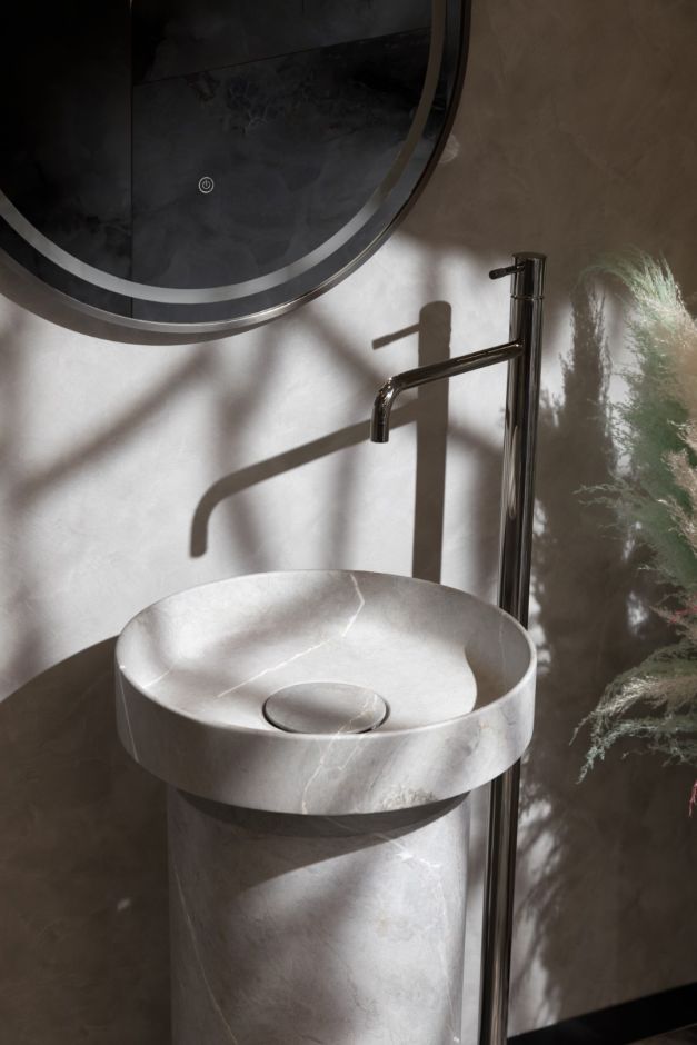 Мраморная раковина Sole Corian 40x13 см, напольная, гладкая текстура ФОТО