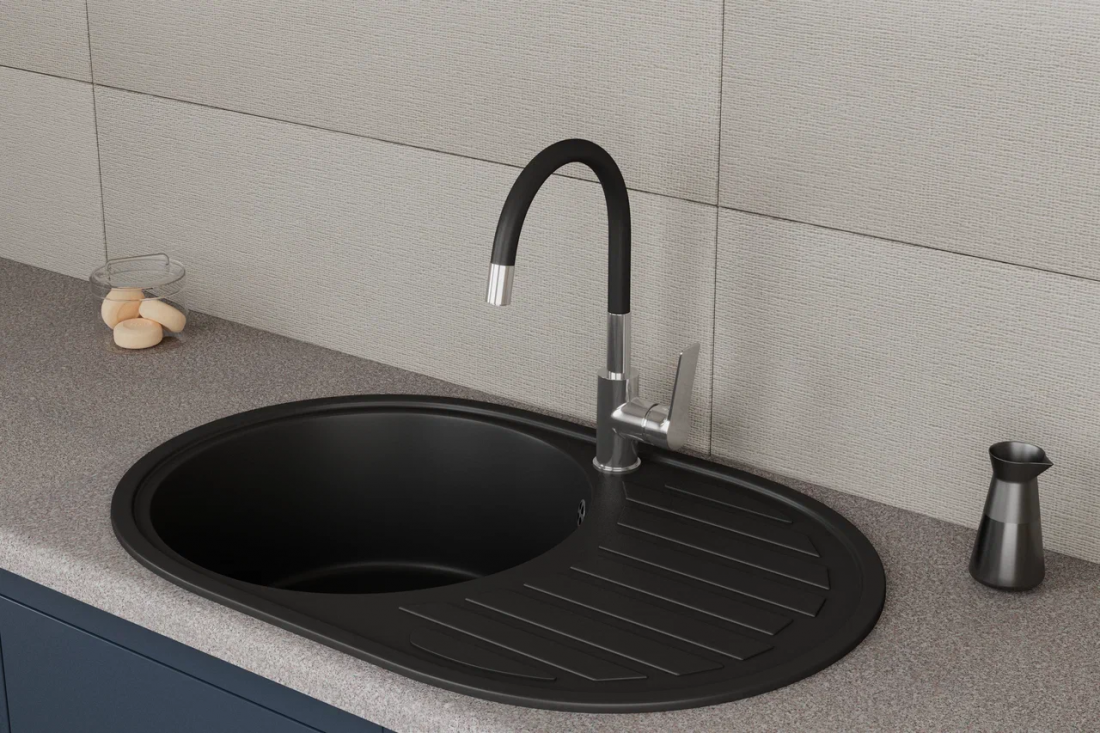 Смеситель для кухонной мойки с гибким изливом RUSH Siple (SI7335-60Black)