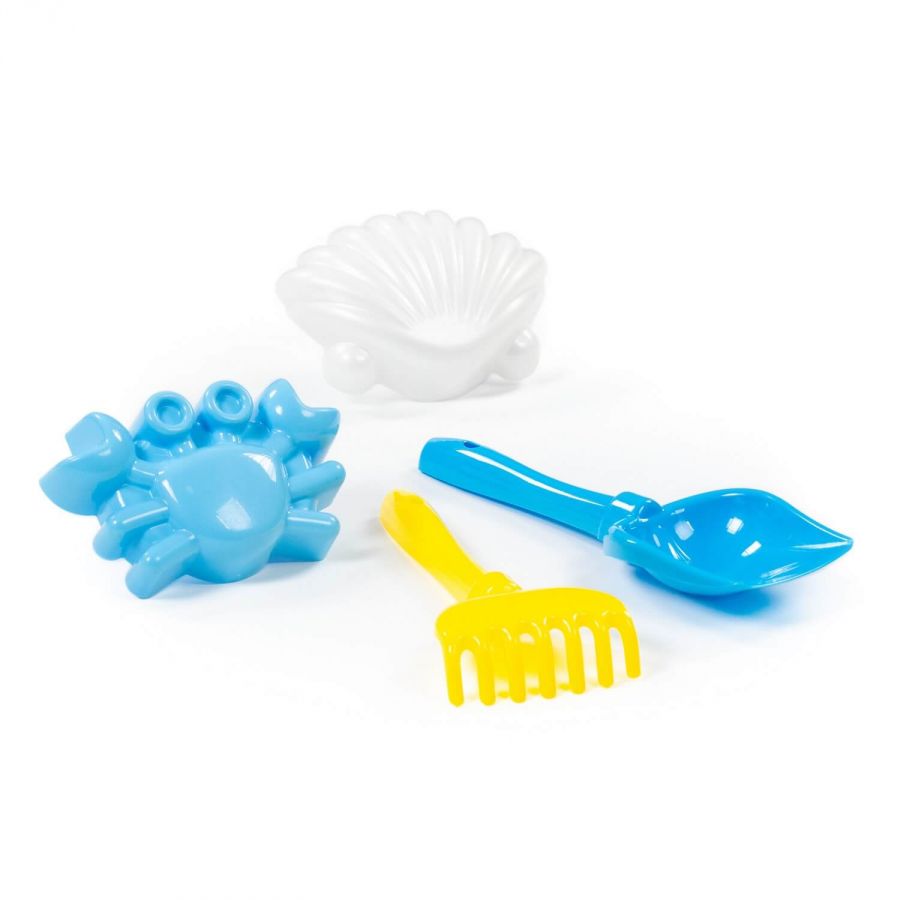 Набор №559: лопатка №5, грабельки №5, формочки (краб №1 + ракушка №1)