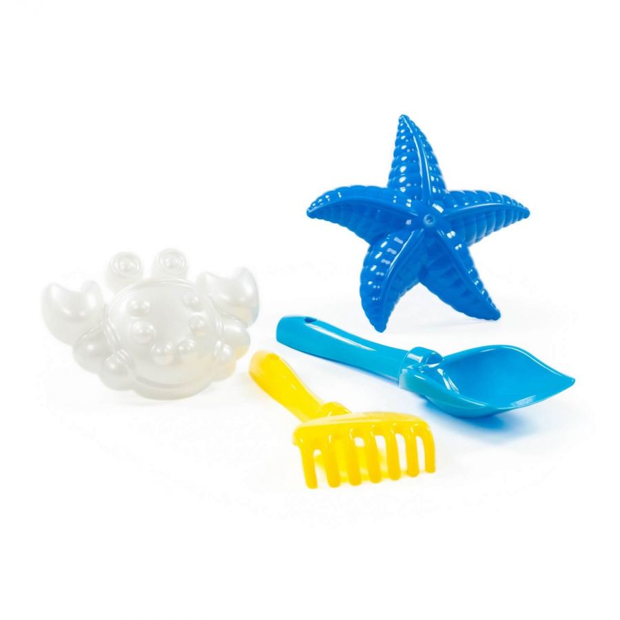 Набор №561: лопатка №5, грабельки №5, формочки (краб №2 + морская звезда №2)