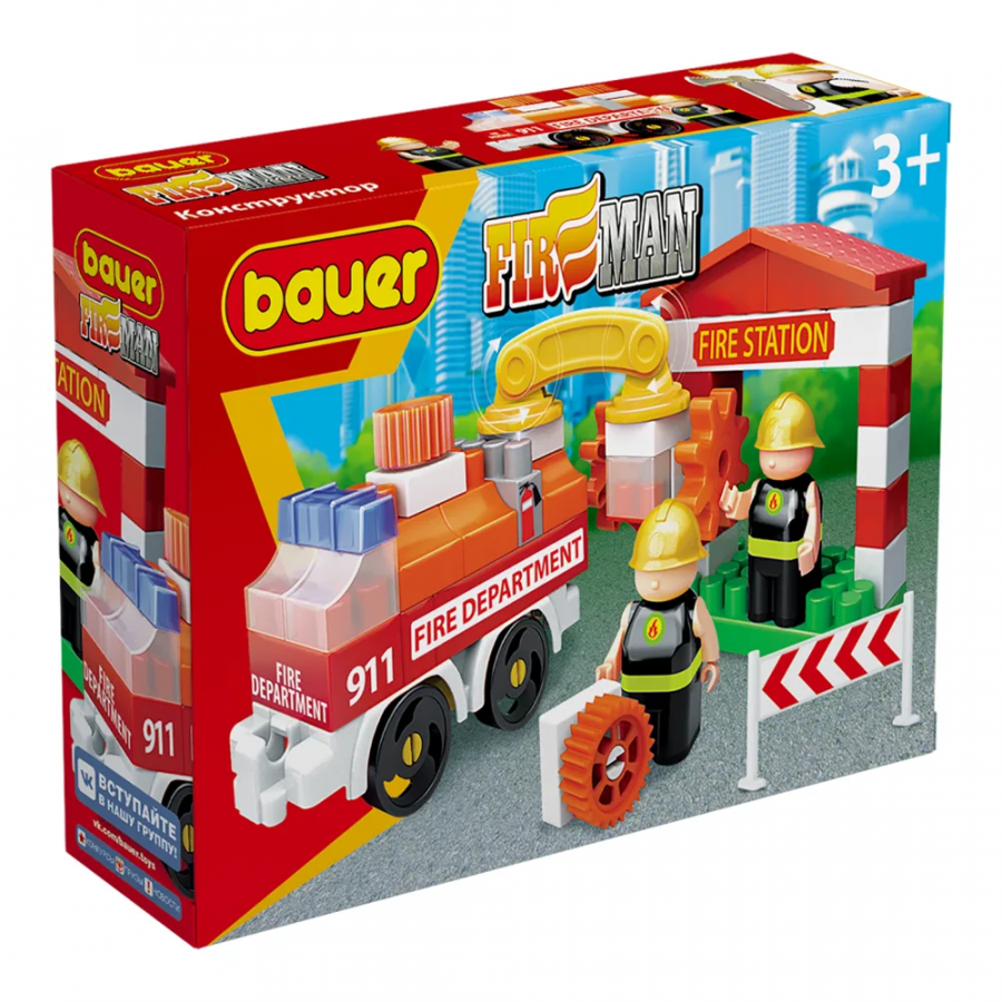 Конструктор "Пожарная часть", набор с пожарной машиной и пожарным гидрантом