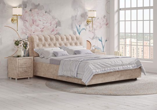 Кровать Olivia со стразами с подъемным механизмом | Сонум