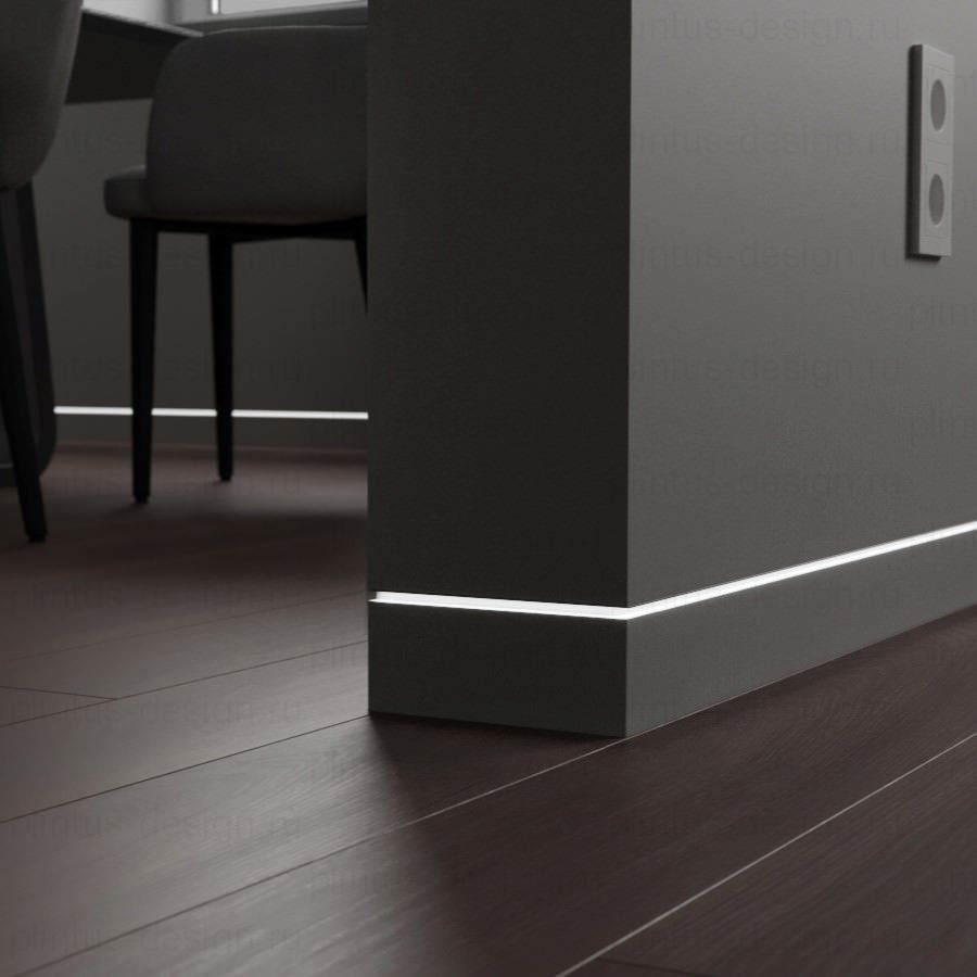 Скрытый плинтус Luxury Wood Decor анодированный 80 мм