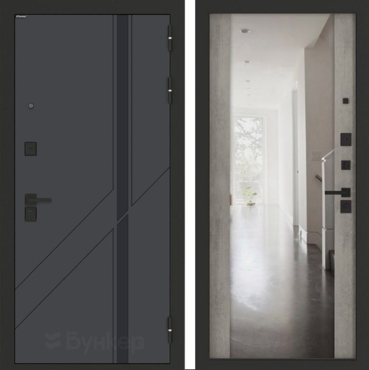 Входная дверь Бункер BN-12 - Зеркало максимум 
Бетон светлый