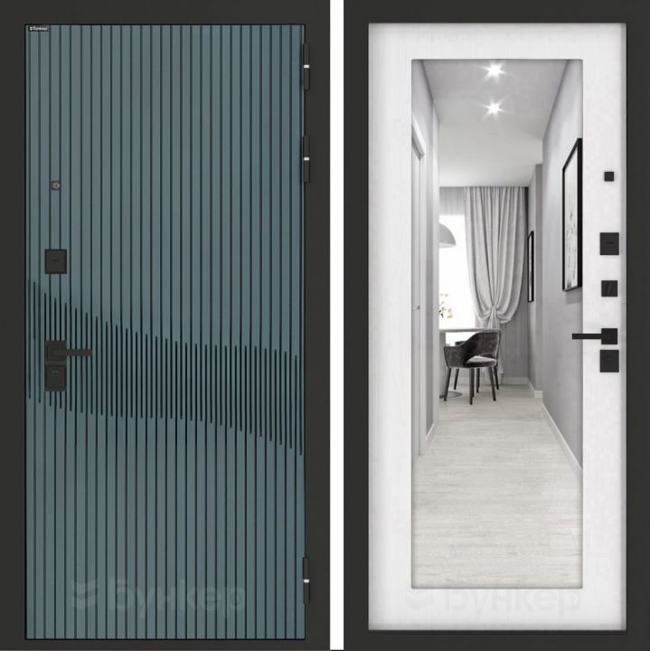 Входная дверь Бункер BN-13 - Зеркало 18 
Белое дерево