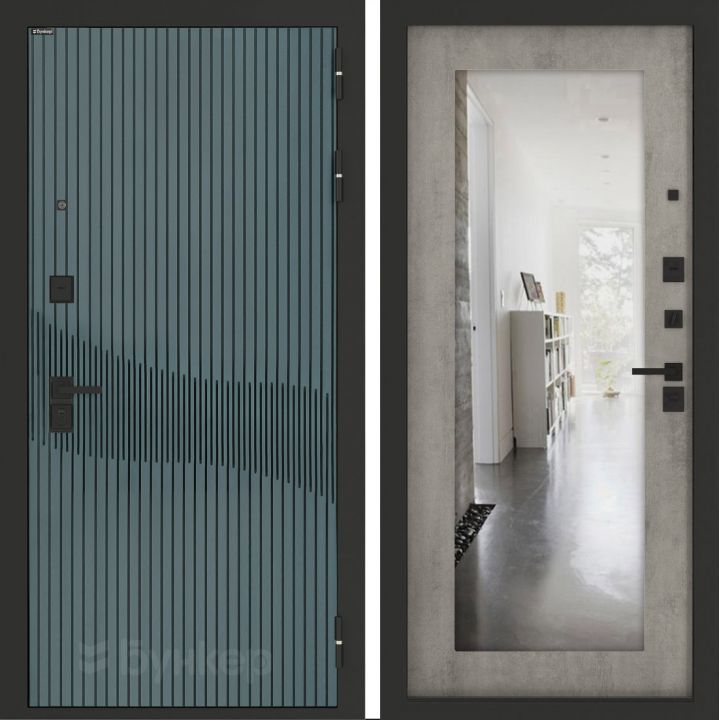 Входная дверь Бункер BN-13 - 18 Зеркало Бетон светлый