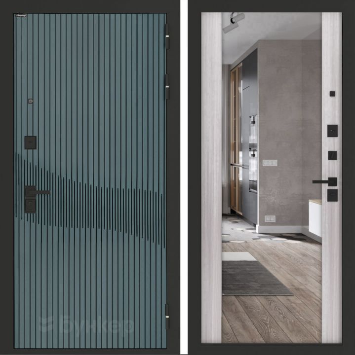 Входная дверь Бункер BN-13 - Зеркало максимум 
Сандал белый