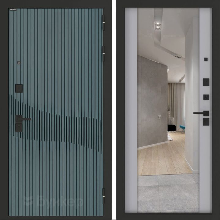 Входная дверь Бункер BN-13 - Зеркало максимум Грей софт