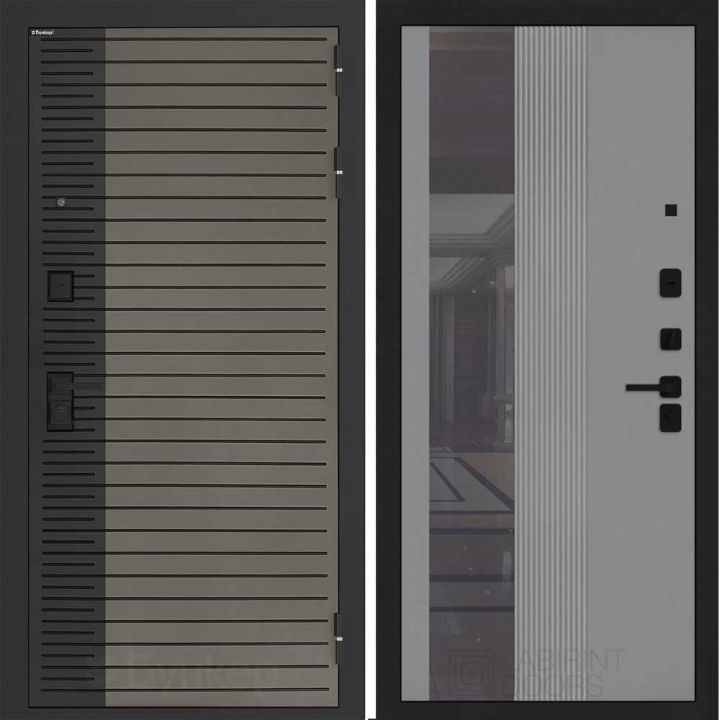 Входная дверь Бункер BN-15 - 32 Зеркало тонировка Серый софт рельеф