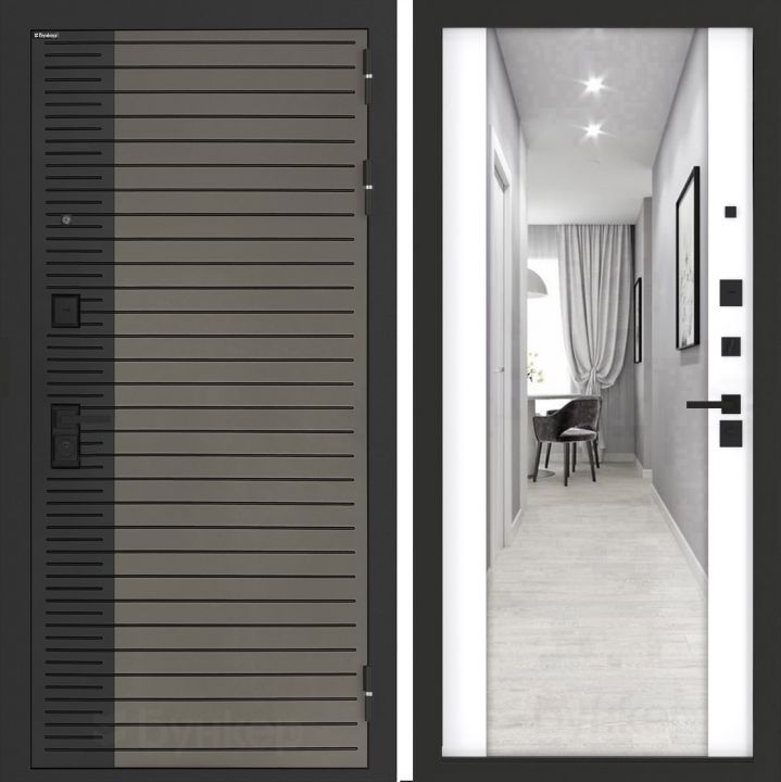 Входная дверь Бункер BN-15 - Зеркало максимум Белый софт