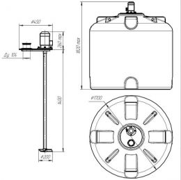 Чертеж. Емкость TR 3000 л синяя с пропеллерной мешалкой