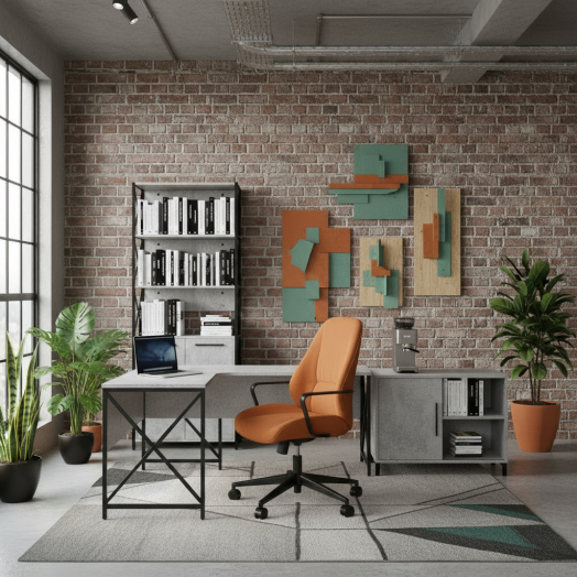 ЛОФТ-4 Стол рабочий эргономичный правый (1350х900-600х750 мм) Бетон