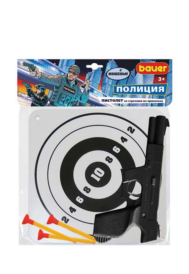 Полицейский пистолет большой с мишенью со стрелами на присосках